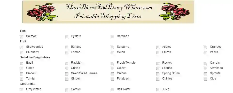 Printable Grocery List